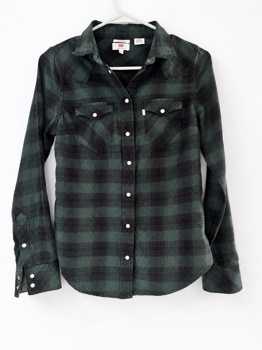 Levi's Dark Green and Black Plaid Button-Down Shirt